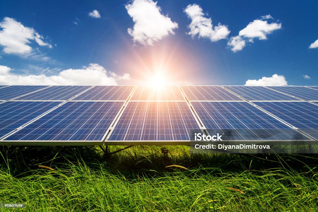 Solar panels, photovoltaic - alternative electricity source Solar panels, photovoltaic - alternative electricity source - selective focus, copy space Solar Panel Stock Photo