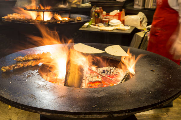 istock Fire burns in a big brazier, late evening. 911608274