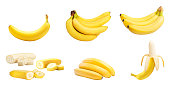 Set of bananas isolated