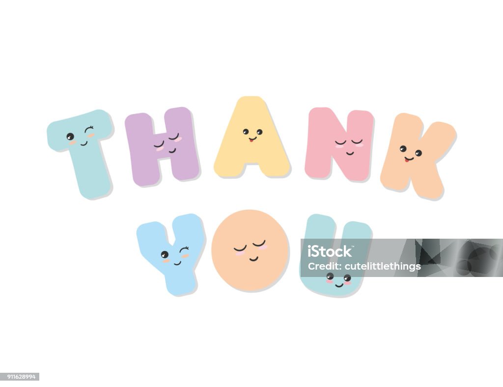 Cảm Ơn Dòng Chữ Kawaii In Đậm Các Chữ Cái Đầy Màu Sắc Biểu Tượng ...
