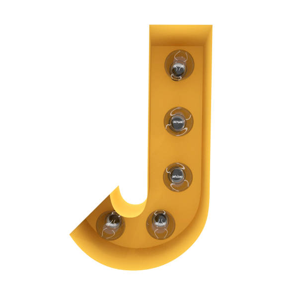 istock Letter J light sign yellow vintage. 3D rendering 911630824