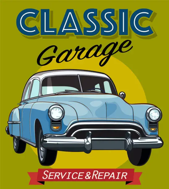 Vector illustration of Classic American Car Vector