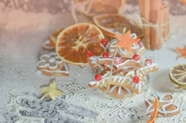 istock Gingerbread cookies, dried oranges and spices 911636298