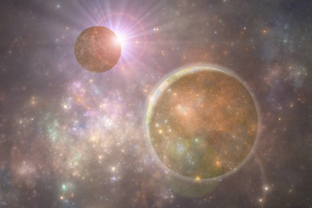 istock Deep space alien planet, fantasy universe 3d illustration 911641846