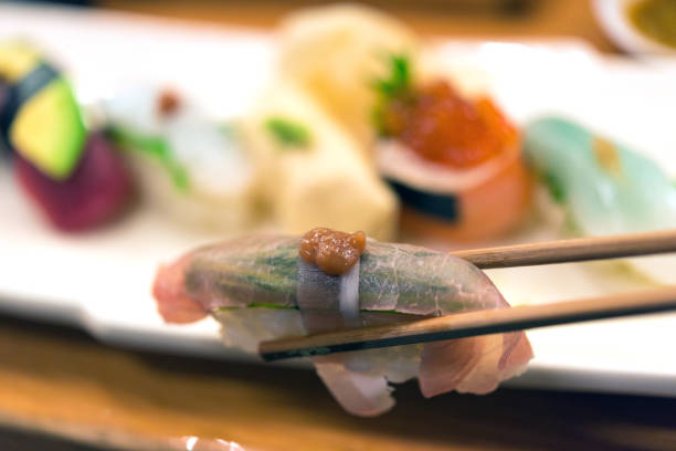istock sashimi sushi set with chopsticks and soy 911649162