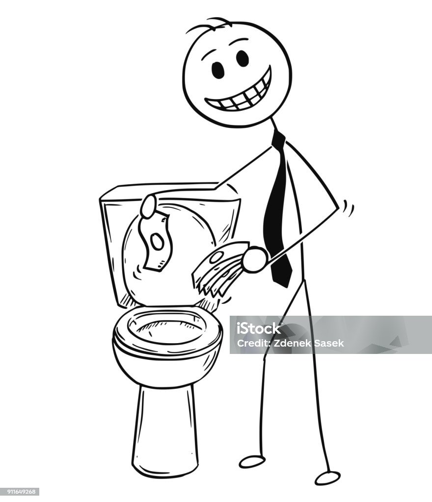 Phim Hoạt Hình Của Doanh Nhân Mỉm Cười Gieo Tiền Vào Nhà Vệ Sinh ...