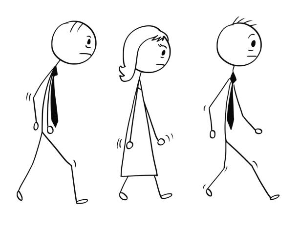 istock Conceptual Cartoon of Sad or Tired Business People Walking 911649988
