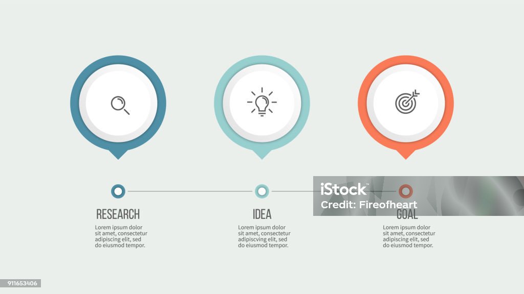 Business process. Timeline with 3 options. Vector template. Number 3 stock vector