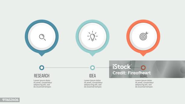 Business Process Timeline With 3 Options Vector Template Stock Illustration - Download Image Now