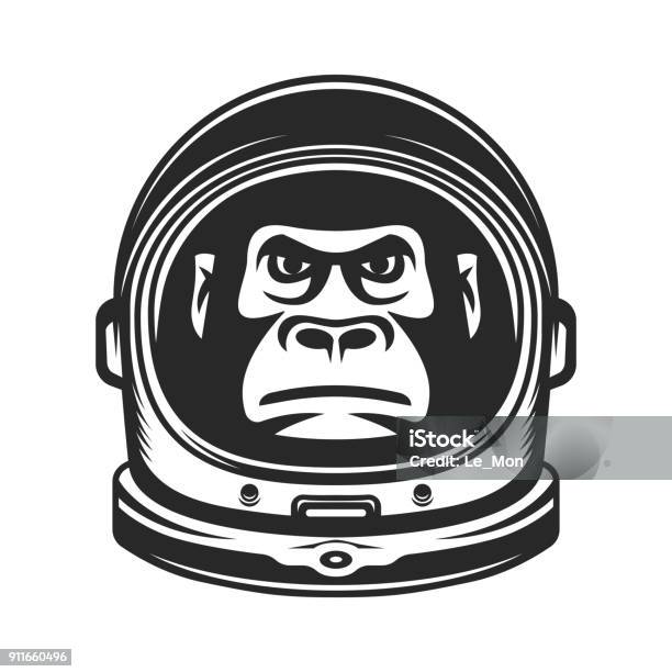 Monkey Astronaut Gorilla In A Spacesuit Stock Illustration - Download Image Now - Astronaut, Space Helmet, Vector