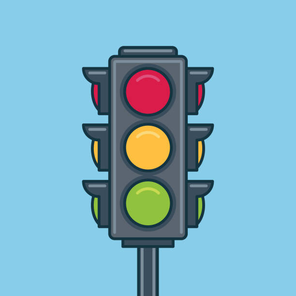 illustrazioni stock, clip art, cartoni animati e icone di tendenza di icona del semaforo. stile piatto - red stop stop sign go
