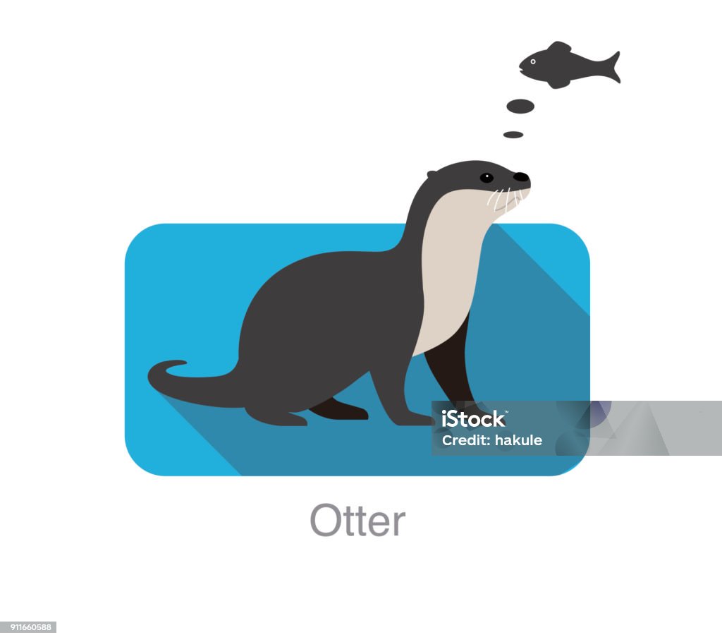 otter want to eat fish, vector illustration Otter stock vector