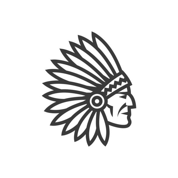 American native chief head icon. Indian American native chief head icon. Indian chiefs stock illustrations