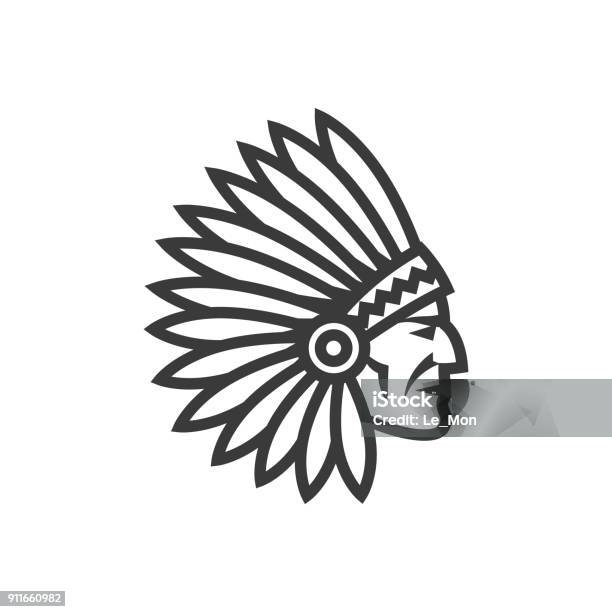 American Native Chief Head Icon Indian Stock Illustration - Download Image Now - Apache Culture, Chief - Leader, Indigenous North American Culture