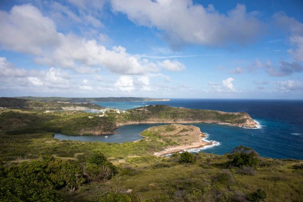 View from Shirley Heights, Antigua & Barbuda View from Shirley Heights, Antigua & Barbuda falmouth harbor stock pictures, royalty-free photos & images