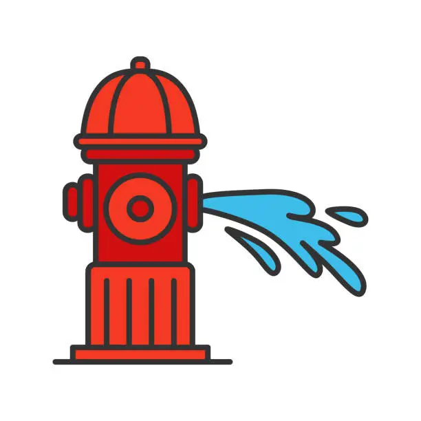 Vector illustration of Fire hydrant gushing water icon