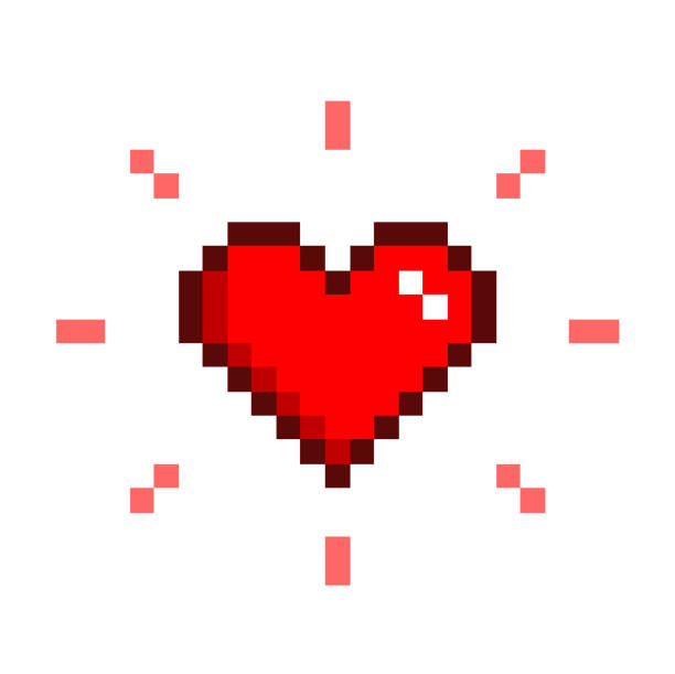 illustrazioni stock, clip art, cartoni animati e icone di tendenza di pixel art del cuore - pixellato