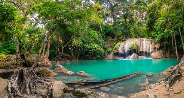 istock Waterfall in Thailand name Erawan in forest at Kanchanaburi provience 911678512