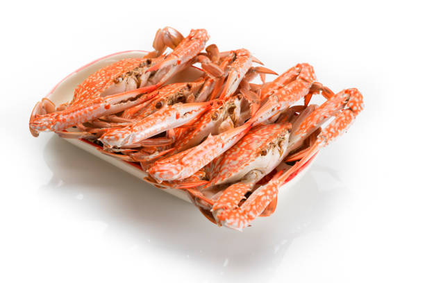 Flower crab steamed isolated on white background, group
