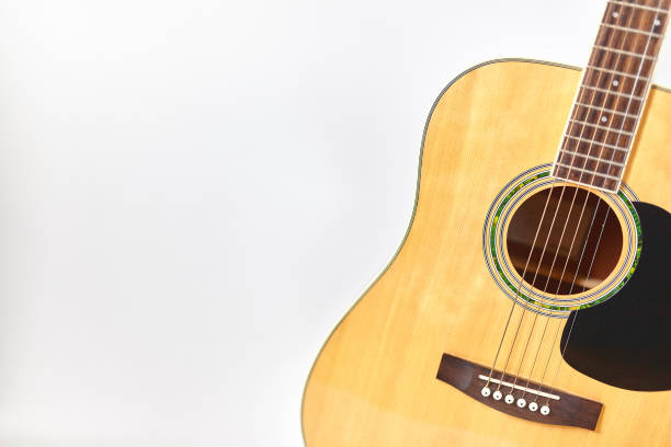 istock Acoustic guitar isolated on white background . 911687008