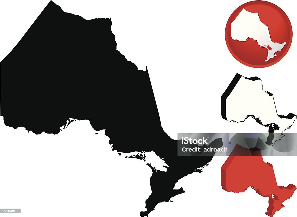 Mapa detalhado de Ontário, Canadá - Vetor de Mapa royalty-free