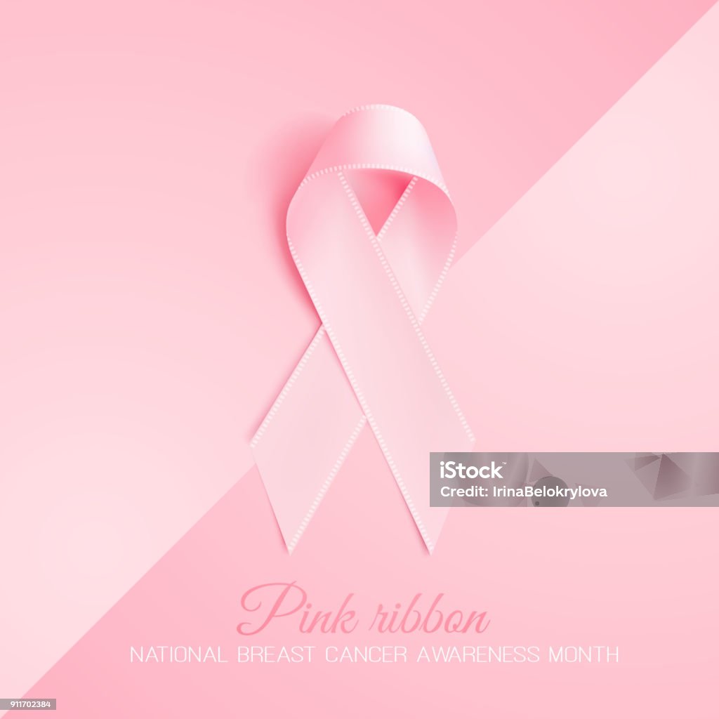 Vektor realistische 3d rosa Seidenband-Brustkrebs - Lizenzfrei Schleife Vektorgrafik