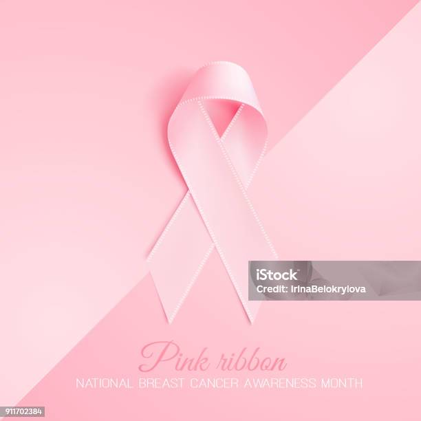 Vektor Realistische 3d Rosa Seidenbandbrustkrebs Stock Vektor Art und mehr Bilder von Schleife - Schleife, Krebs - Tumor, Rosa