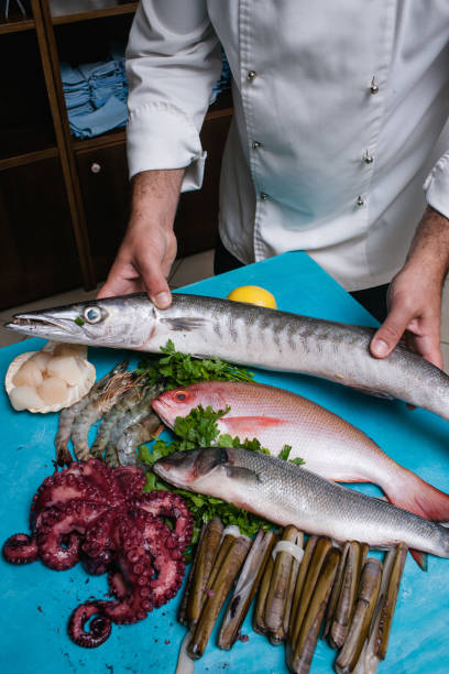 Restaurant seafood preparation waiter concept