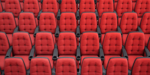 istock Cinema seats. 3d rendering. Rows armchair closeup. 911706682
