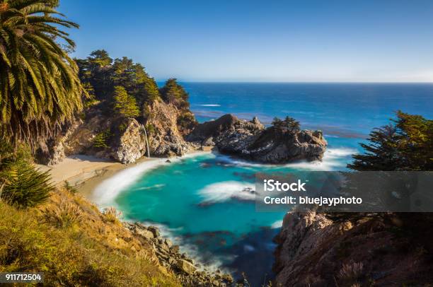 Mcway Falls At Sunset Big Sur California Usa Stock Photo - Download Image Now - Carmel - California, Big Sur, Beach