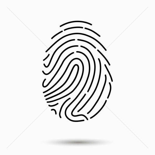 ikona skanowania linii papilarnych - fingerprint thumbprint human finger track stock illustrations