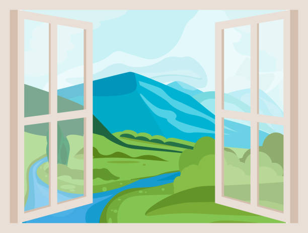 Ventana Abierta Paisaje De Montaña Con El Dibujo Vectores Libres de Derechos - iStock Ventana Abierta Paisaje De Montaña Con El Dibujo Vectores Libres de Derechos - iStock