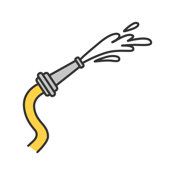 Fire hose icon Fire hose vector color icon. Firefighting equipment water hose stock illustrations