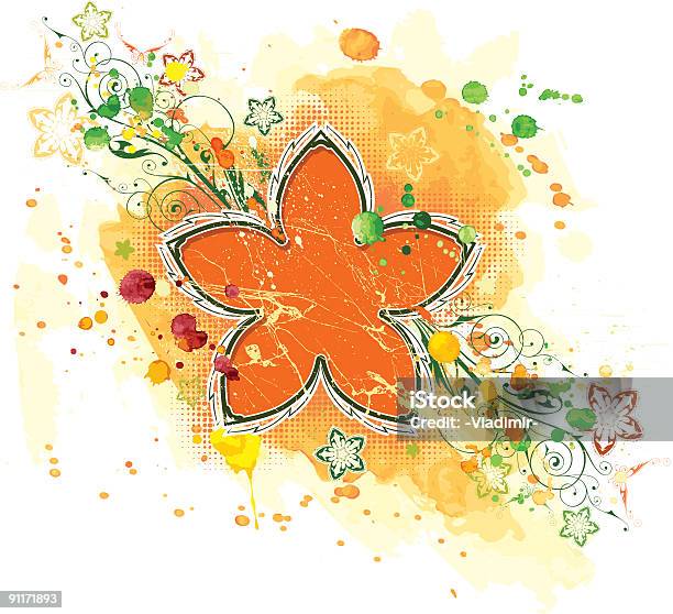 Pomarańczowy Kwiat Wodne Tle - Stockowe grafiki wektorowe i więcej obrazów Akwarela - Akwarela, Bez ludzi, Dekoracja