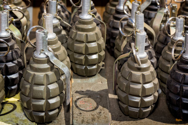Military offensive grenades in the chest