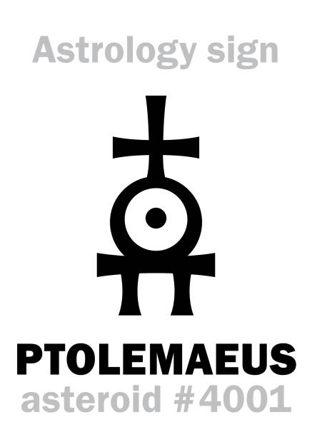 ilustrações de stock, clip art, desenhos animados e ícones de astrology alphabet: ptolemaeus, asteroid #4001. hieroglyphics character sign (single symbol). - map the future of civilization
