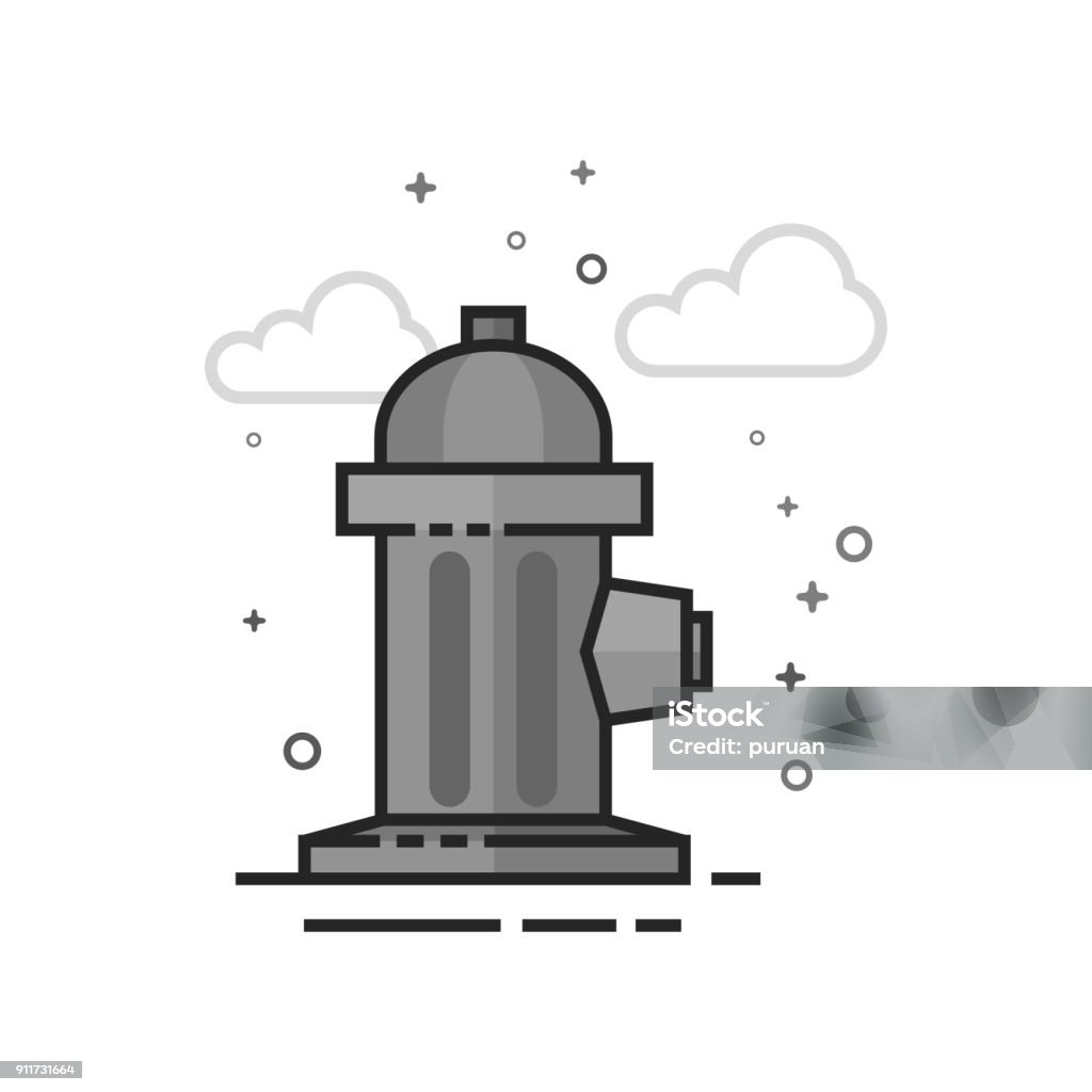 Flat Grayscale Icon - Hydrant Hydrant icon in flat outlined grayscale style. Vector illustration. Accidents and Disasters stock vector