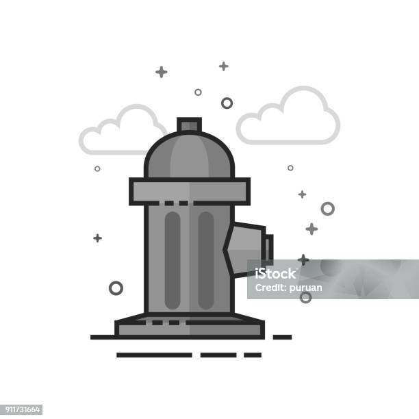 Flat Grayscale Icon Hydrant Stock Illustration - Download Image Now - Accidents and Disasters, Bodyguard, City