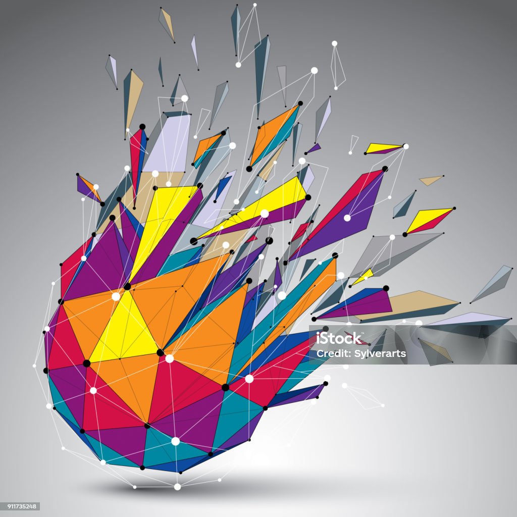 Hình 3d Trừu Tượng Với Các Đường Và Dấu Chấm Được Kết Nối Vector ...