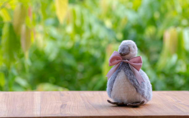 istock Goose Doll Tie Bow Pink on Blurred Background 911736050