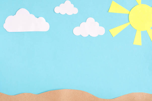 istock Summer background with  gulls and clouds. Paper cut. 911738730