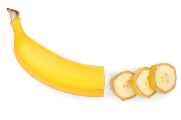 istock banana sliced isolated on white background. Top view. Flat lay 911742260