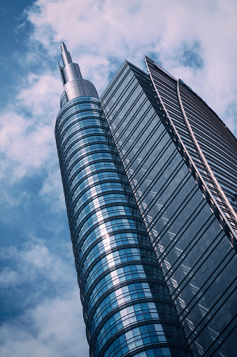 The Unicredit Tower, the tallest building in Milan, Italy (at 231 metres). Located at the Porta Nuova business district of Milan.