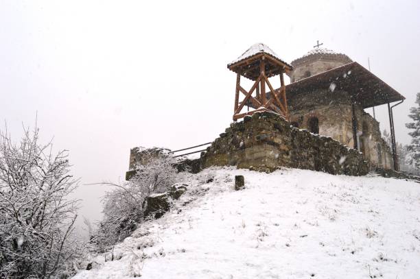 istock old ruined church in the snow 911743052