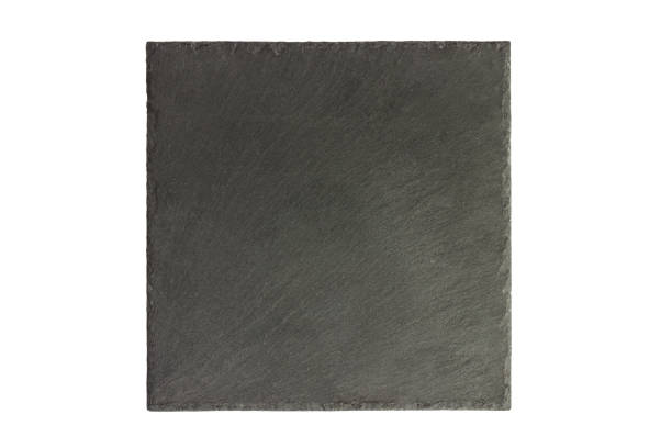 istock Square slate board. Black slay tray for food isolated on white background 911743480