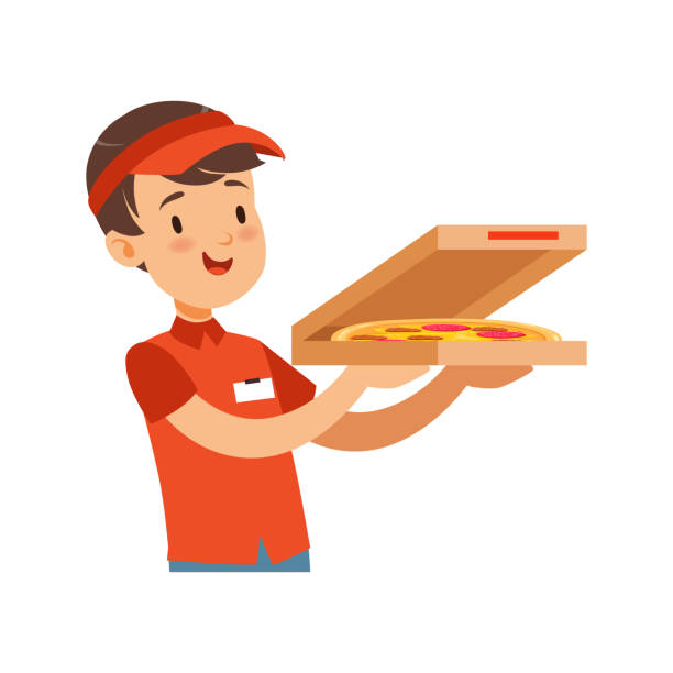 Pizza Delivery Boy Character With Box Boy In Red Uniform Vector  Illustration Stock Illustration - Download Image Now - iStock