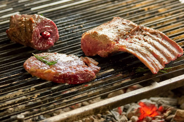 istock Grilling pieces of pork. 911750390
