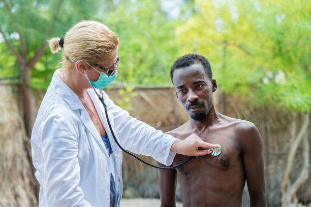 Medical exam in Africa stock photo