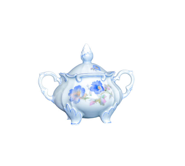 istock Vintage elegant porcelain sugar bowl isolated on white background 911758638