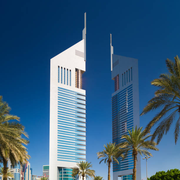 Dubai, United Arab Emirates - 9 November, 2017: Jumeirah Emirates Towers hotel located in commercial business district Trade Centre of Dubai